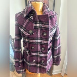 Green Envy Burgundy Plaid Jacket Small